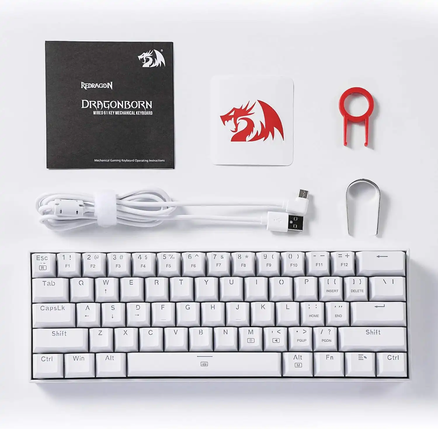 Teclado Mecánico Redragon K630 Dragonborn Blanco, Switch Brown - Imagen 4