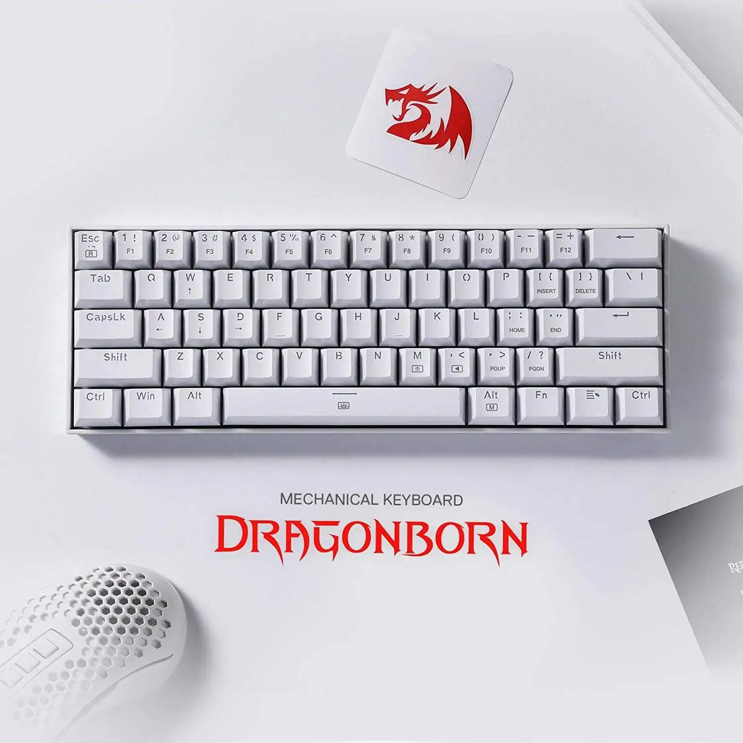 Teclado Mecánico Redragon K630 Dragonborn Blanco, Switch Brown