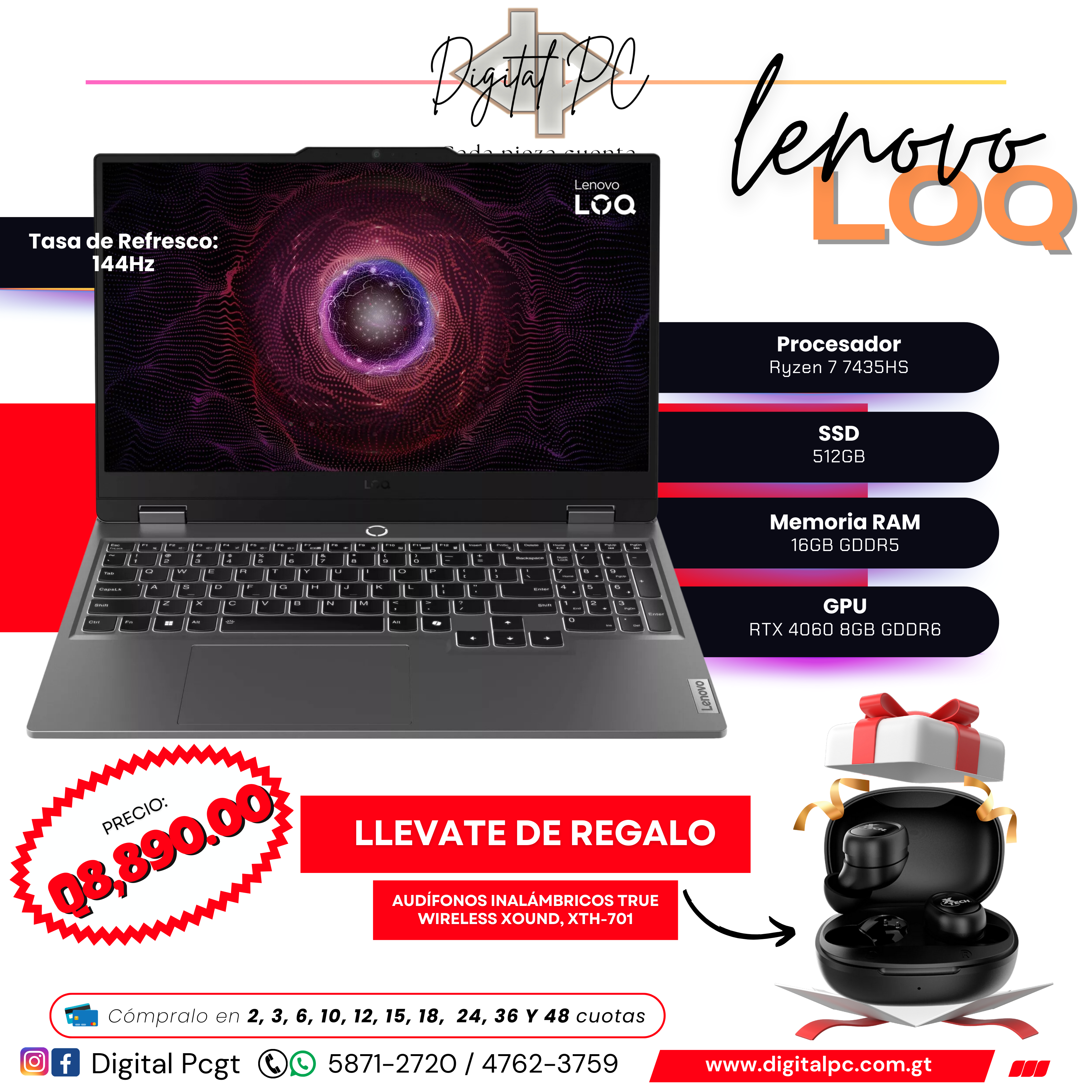 Lenovo LOQ | 15.6" | 144Hz | Ryzen 7 7435HS | RTX 4060 | 512GB SSD | 16GB Ram