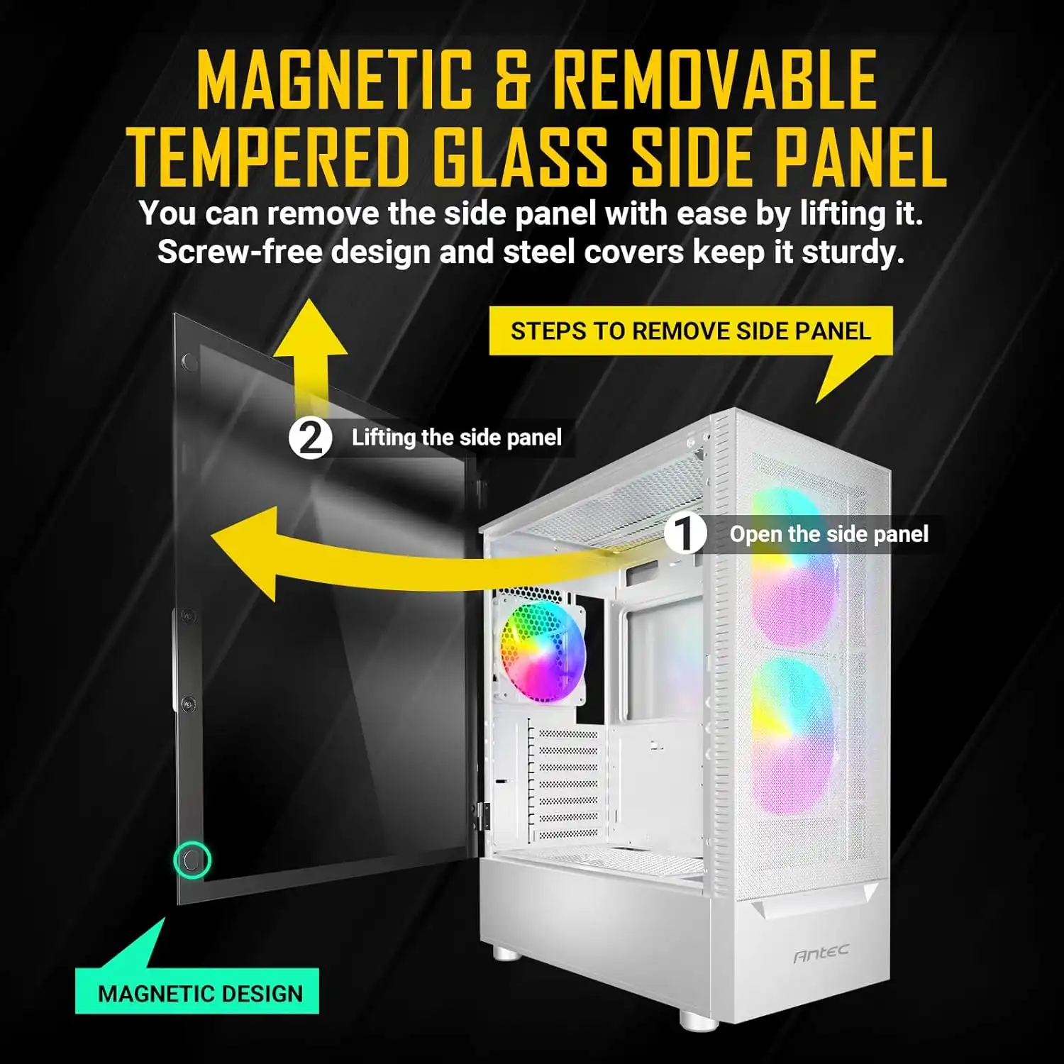 Antec NX410 Blanco (3 Ventiladores RGB Incluidos) - Imagen 5