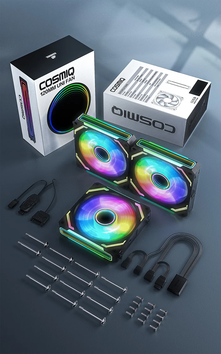 Pack de 3 Ventiladores AsiaHorse COSMIQ UNIFANS Inversos Blancos - Imagen 5