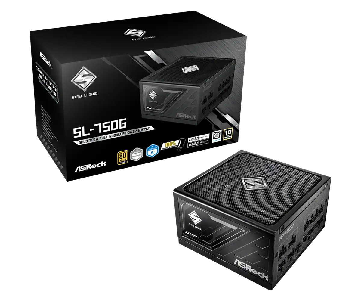 Asrock Steel Legend 750W SL-750G 80 Plus Gold & Cybernetics Platinum Modular PCIe 5.1 & ATX 3.1