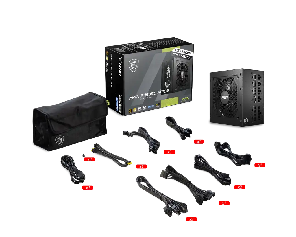 MSI A750GL 2025 750 Watts Cybernetics Gold Modular PCIe 5.1 & ATX 3.1 - Imagen 2