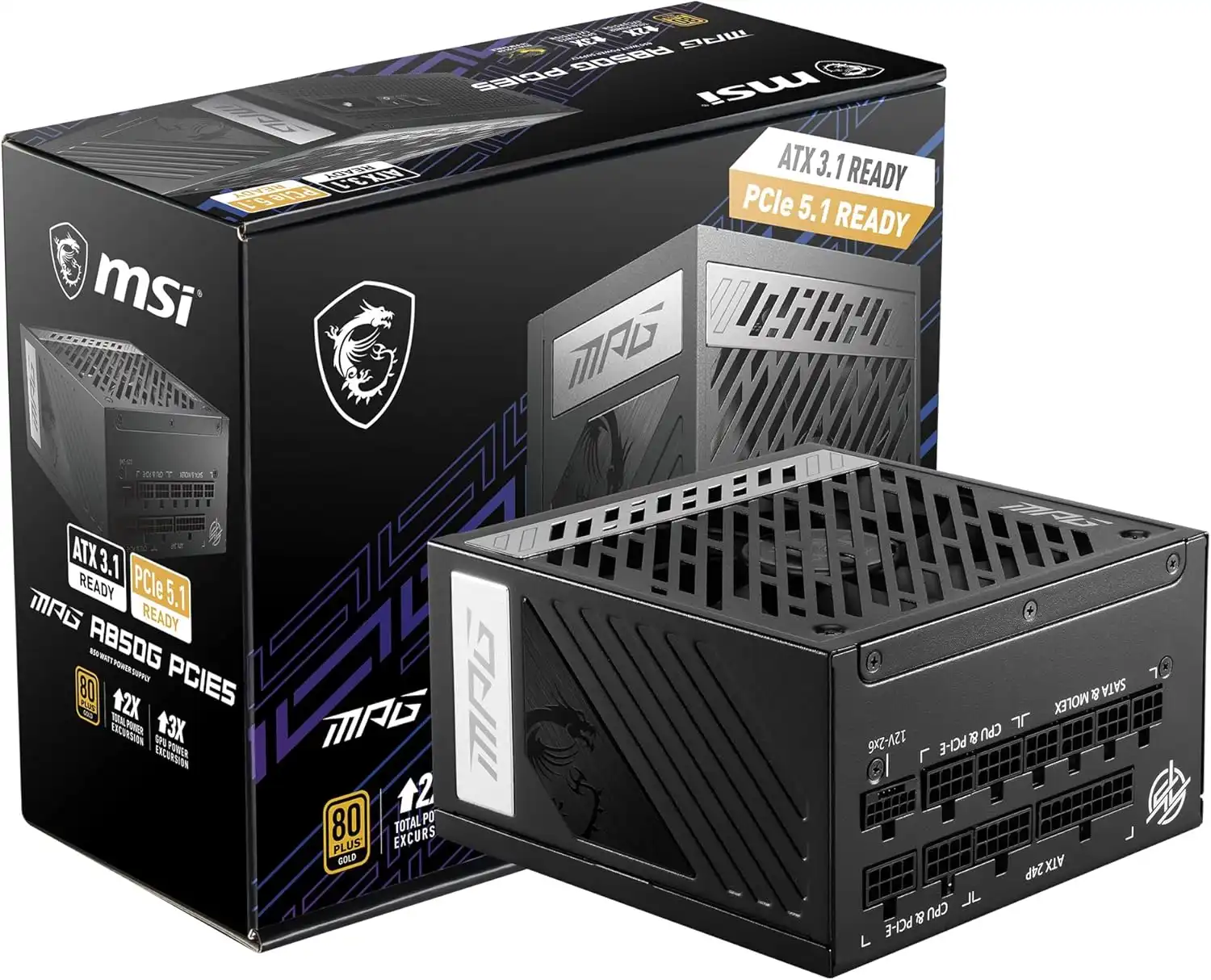 MSI A850GS 850 Watts Cybernetics Gold Modular PCIe 5.1 & ATX 3.1