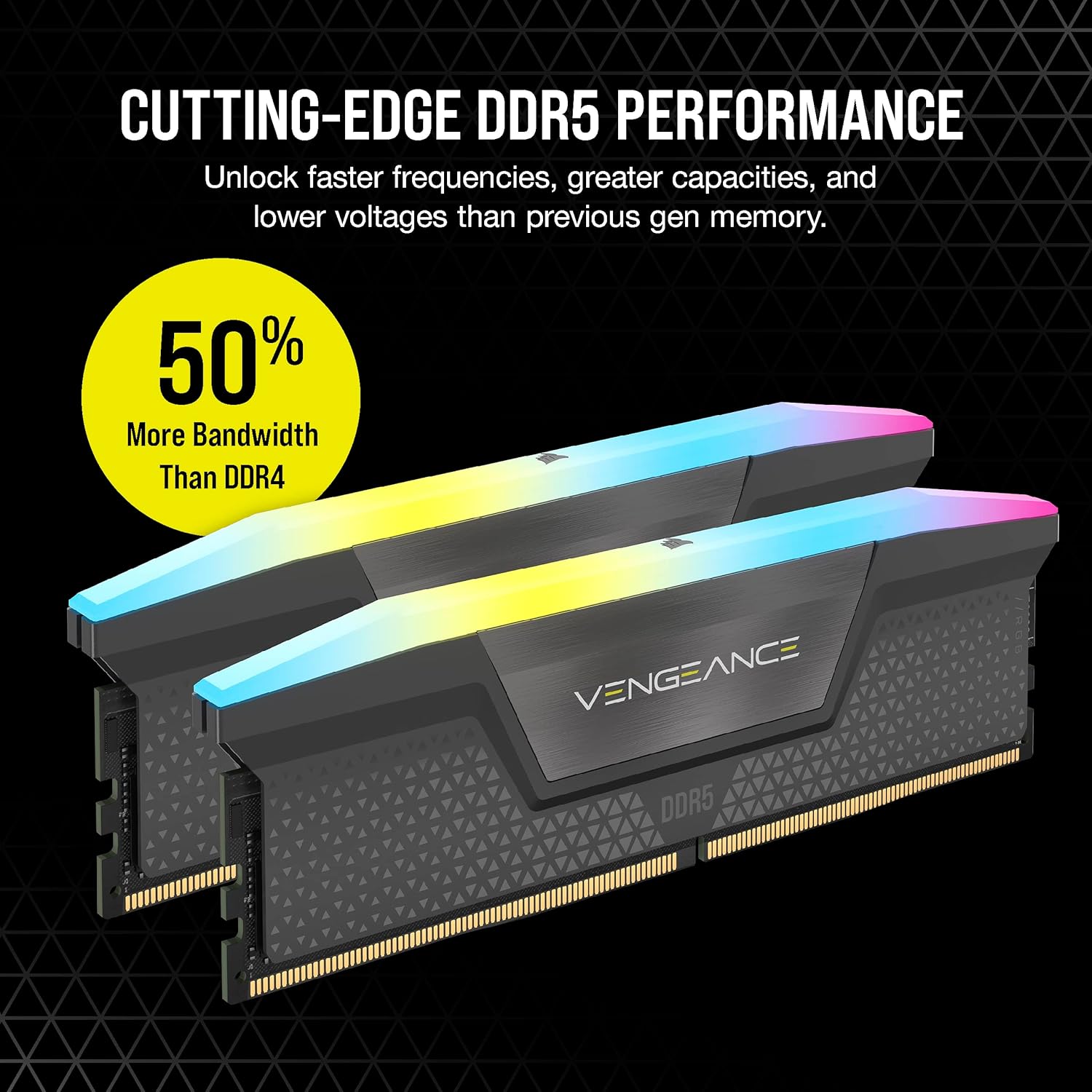 Corsair Vengeance RGB Negras DDR5 64GB (2x32GB) 6000 Mhz (Intel