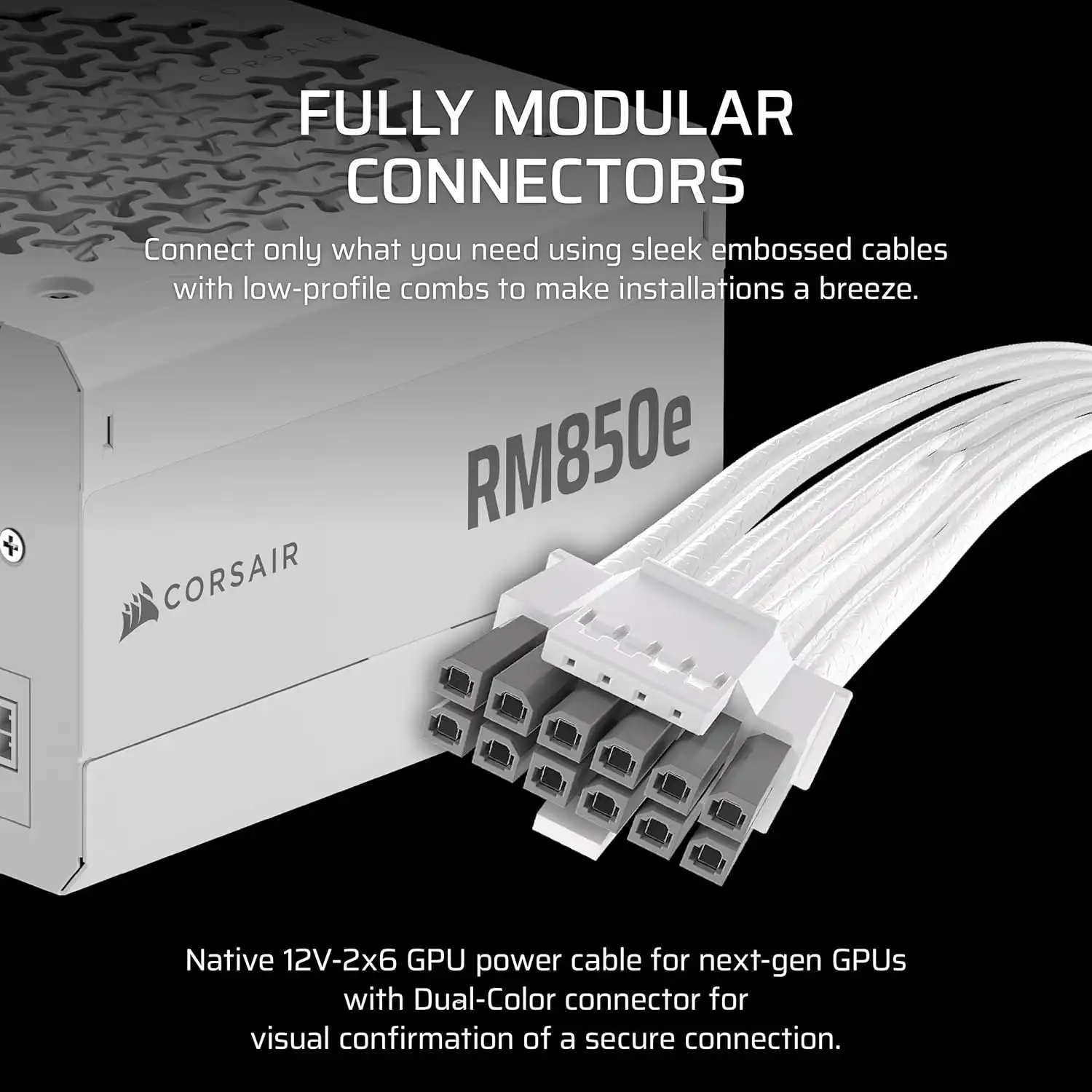 Corsair RM850e 2025 Cybernetics Gold Full Modular PCIe 5.1 & ATX 3.1 White - Imagen 4