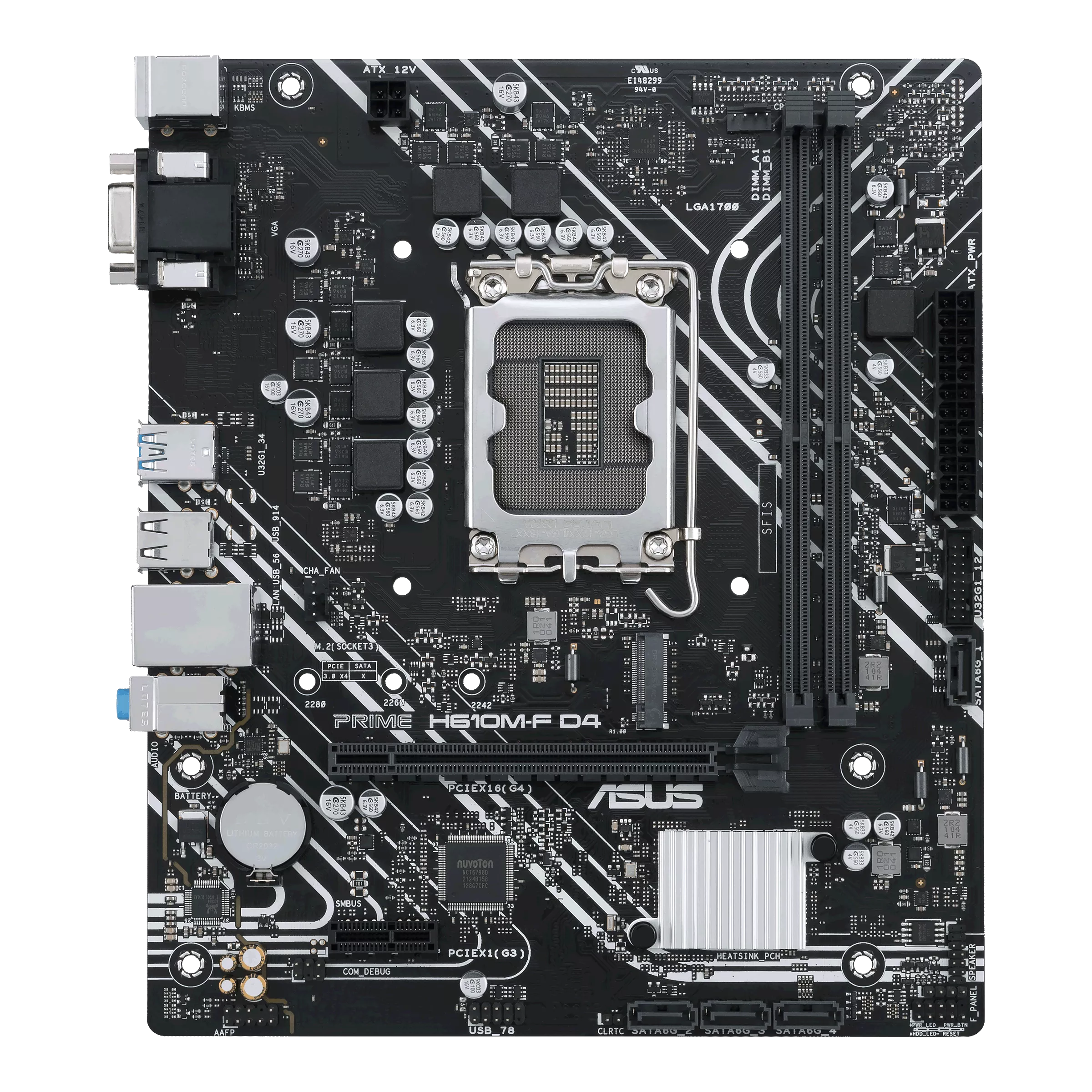 H610M-F Asus DDR4 - Puerto RJ45 (1Gbps/100 Mbps) - 4 Puertos USB 2.0 - 2 Puerto USB 3.0