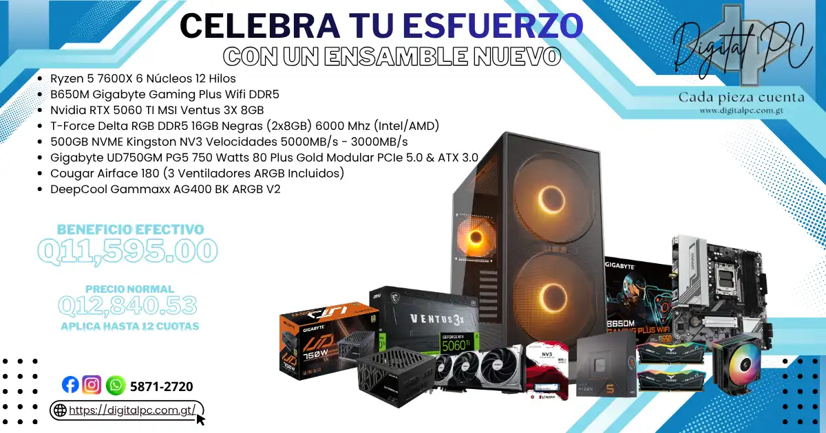Ensamble Ryzen 5 7600X + 5060 TI 8GB