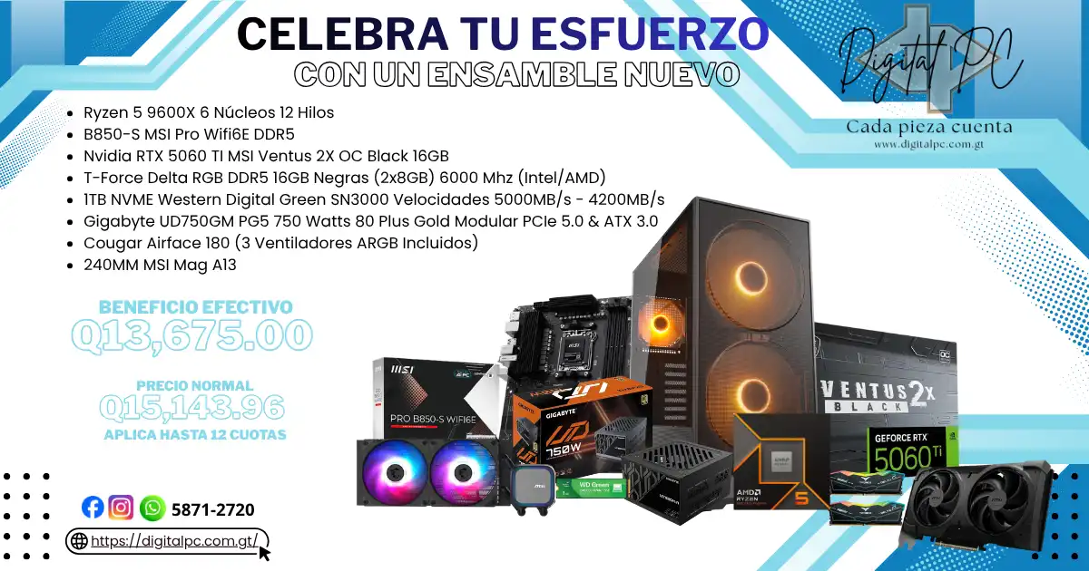 Ensambles Ryzen 5 9600X + 5060 TI 16GB